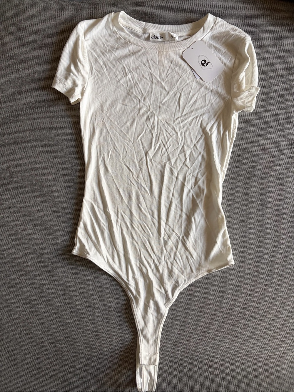 NWT Elodie Cream Short Sleeve Crewneck Bodysuit